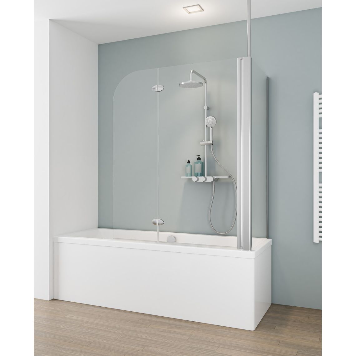 Schulte Komfort Badewannenfaltwand 2-teilig inklusive Seitenwand und Deckenstrebe | ExpressPlus