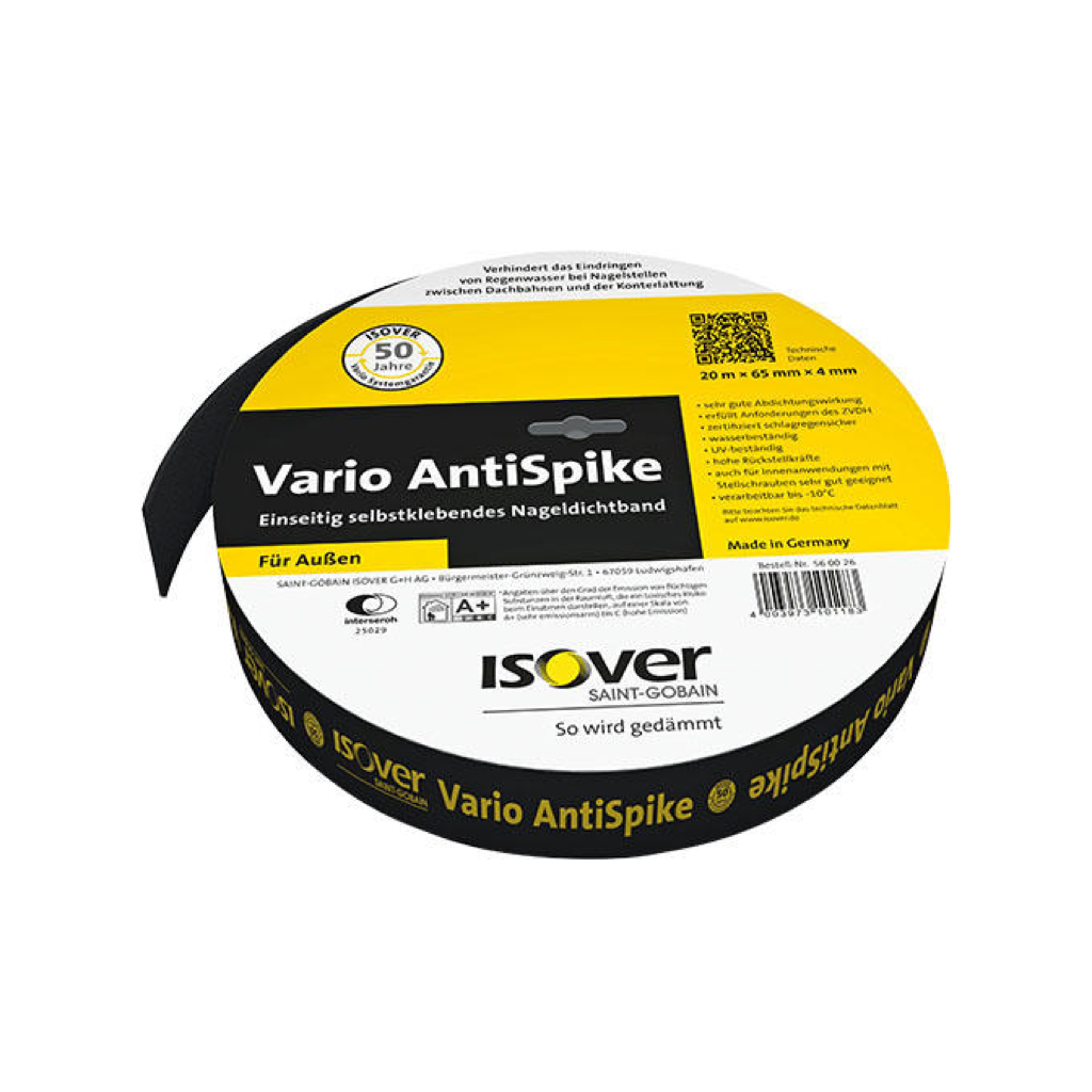 Isover Vario AntiSpike | Einseitig selbstklebendes Nageldichtband für außen