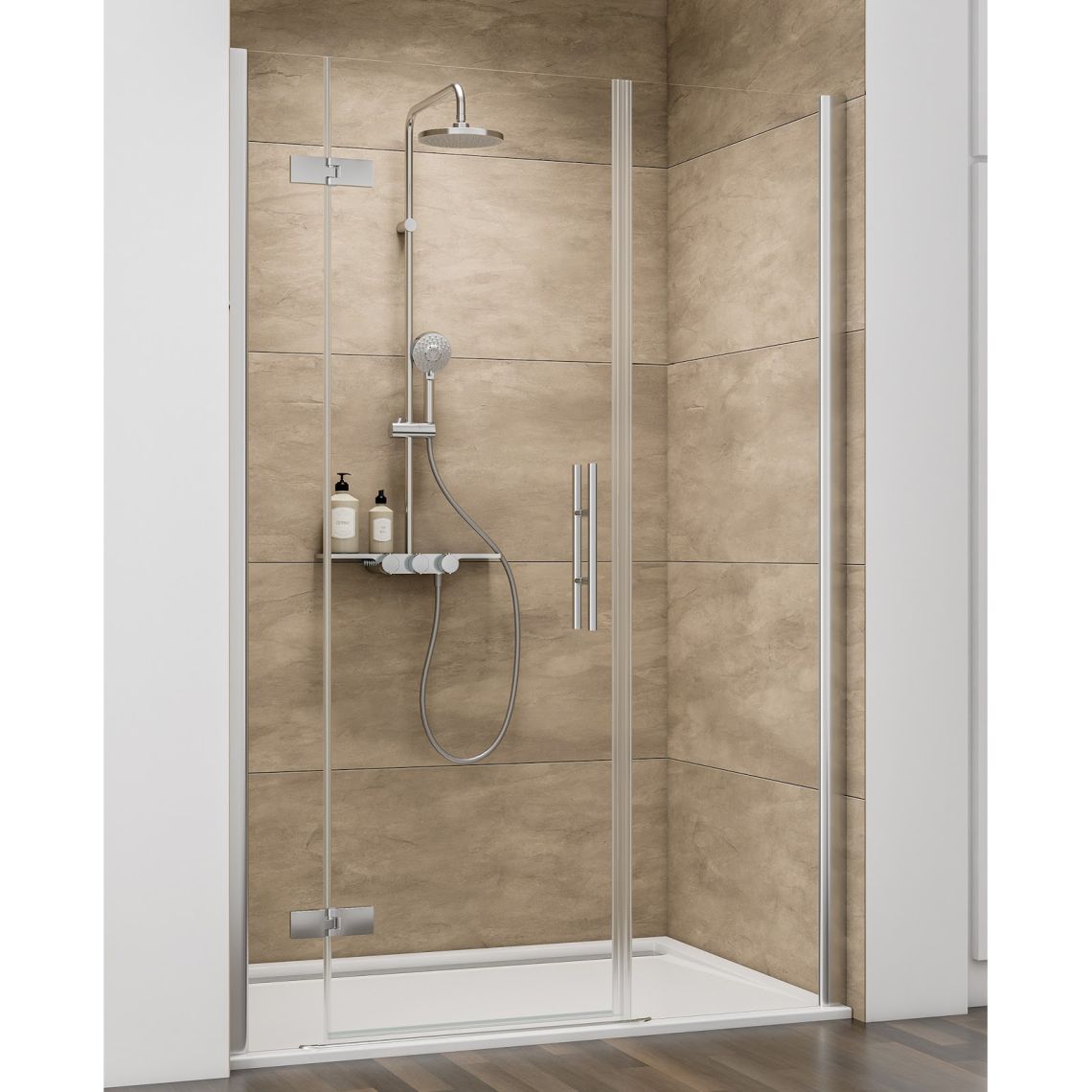 Schulte MasterClass Drehtür an Nebenteil in Nische, 3-teilig Sondermaße