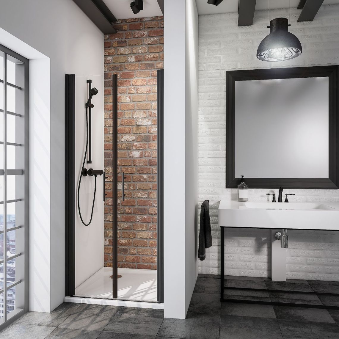 Schulte Alexa Style 2.0 Pendeltür in Nische Black Style Sondermaße | ExpressPlus