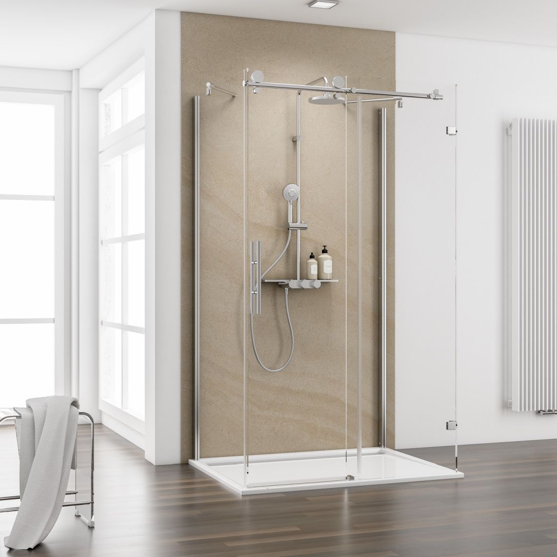 Schulte MasterClass Schiebetür als U-Kabine inklusive 2 Seitenwände Sondermaße