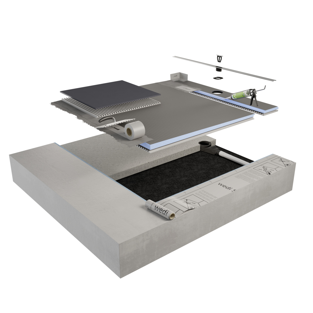 wedi Fundo Flex Gefälleplatte RECHTECKIG Stufenfalz | 1040 x 1200 x 38 mm